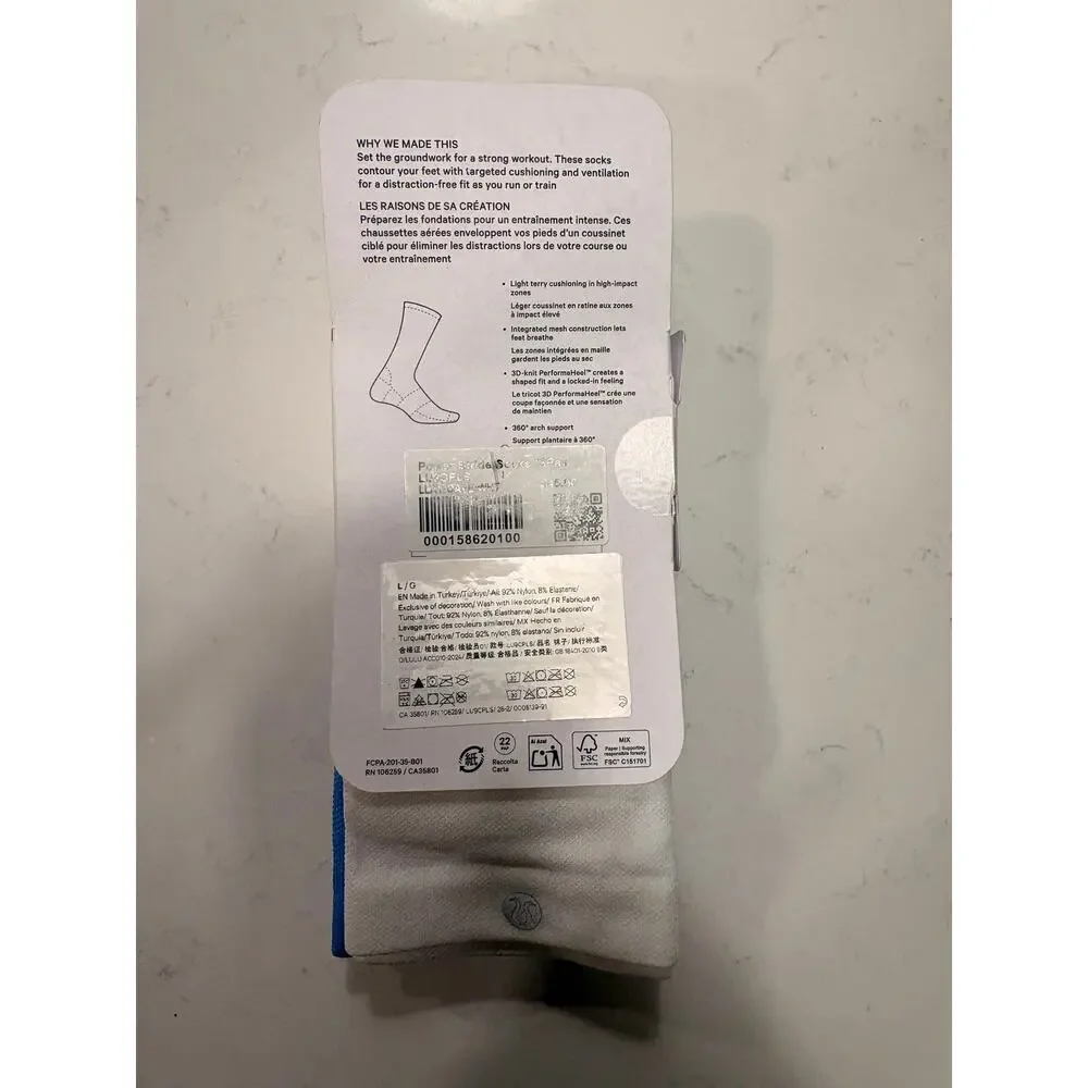 NWT lululemon Power Stride Socks - Crew Length - 3 pairs - L - $48 MSRP